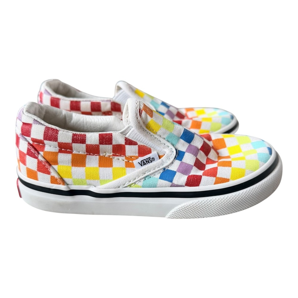 Vans Toddler Size 8 Rainbow Checkerboard Slip On Sneakers Pride